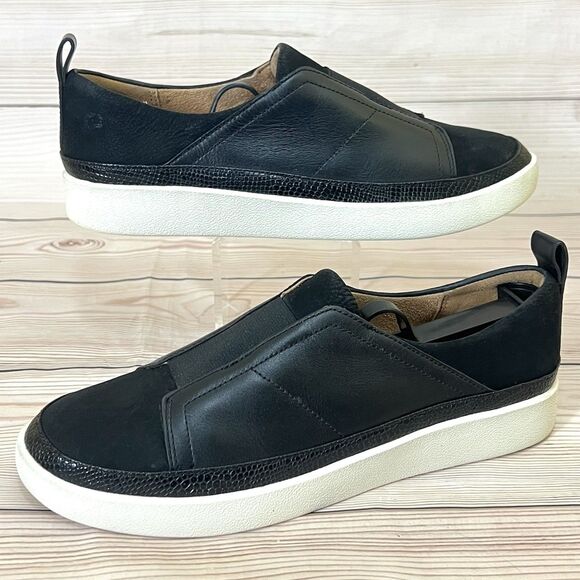 Vionic ZINAH Slip On Sneaker Womens 8 Black Leather Suede Casual Orthotic Shoes - Picture 14 of 15